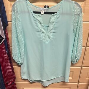 Ava & Viv Women's Aqua Sheer Blouse